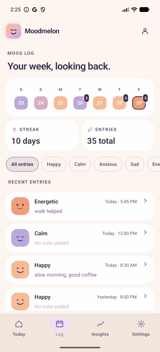 Insights screen
