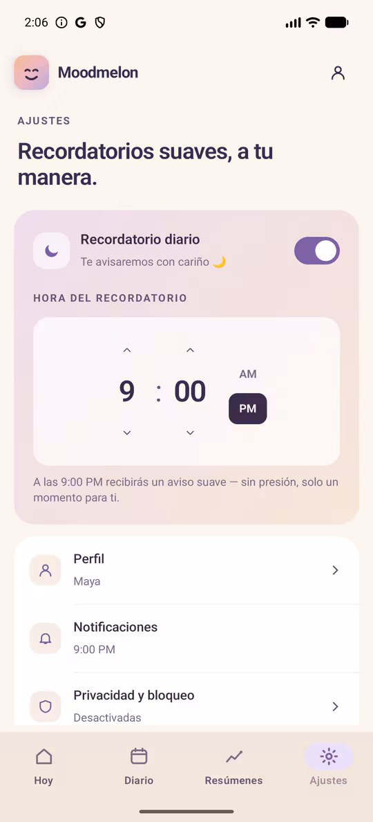 Nota de entrada de ánimo