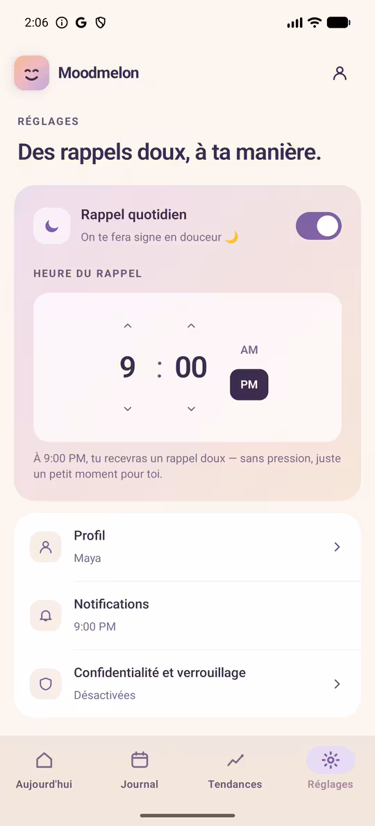 Note d'entrée d'humeur