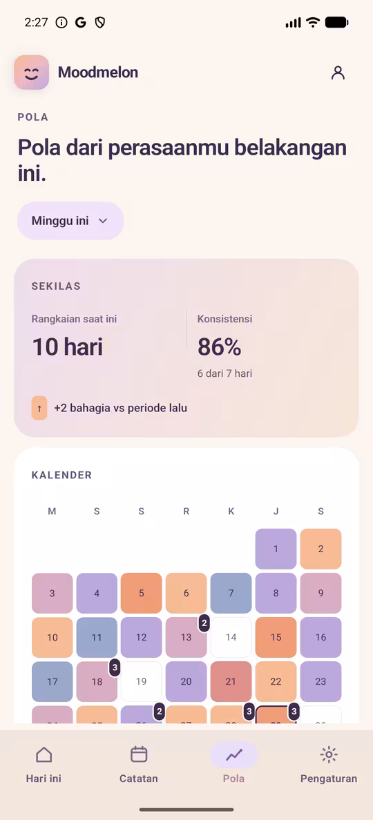 Layar riwayat